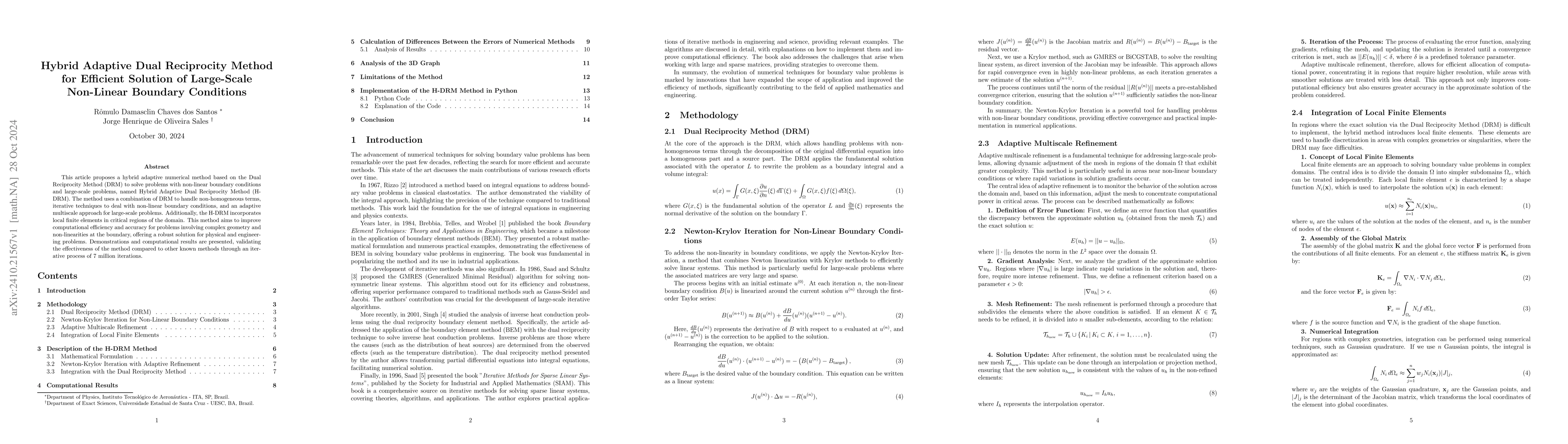 Thumbnail for Hybrid Adaptive Dual Reciprocity Method for Efficient Solution of
  Large-Scale Non-Linear Boundary Conditions