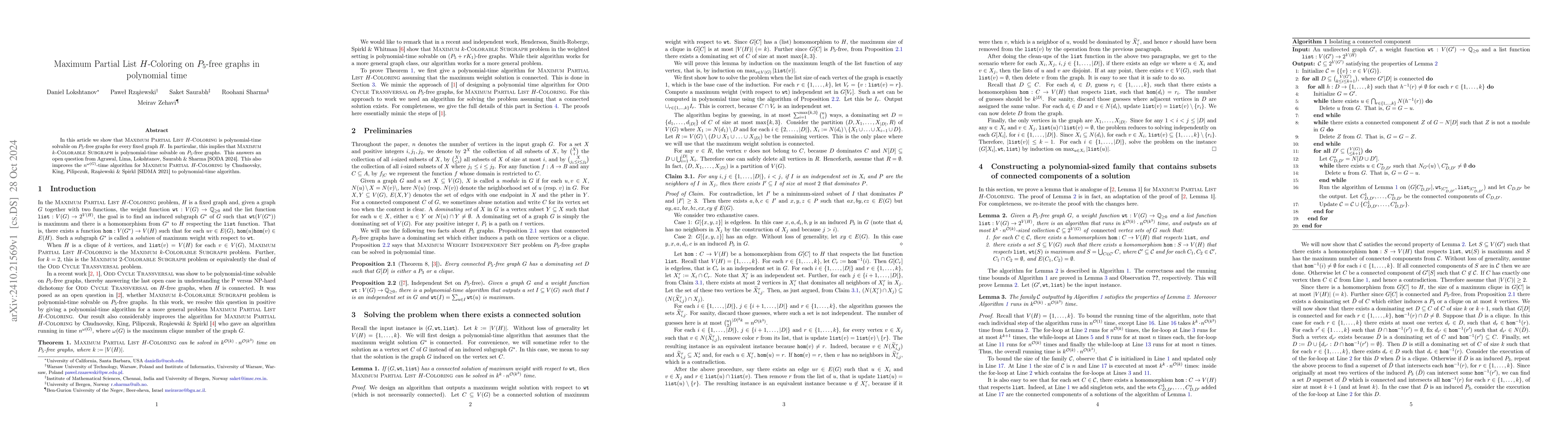 Thumbnail for Maximum Partial List H-Coloring on P_5-free graphs in polynomial time