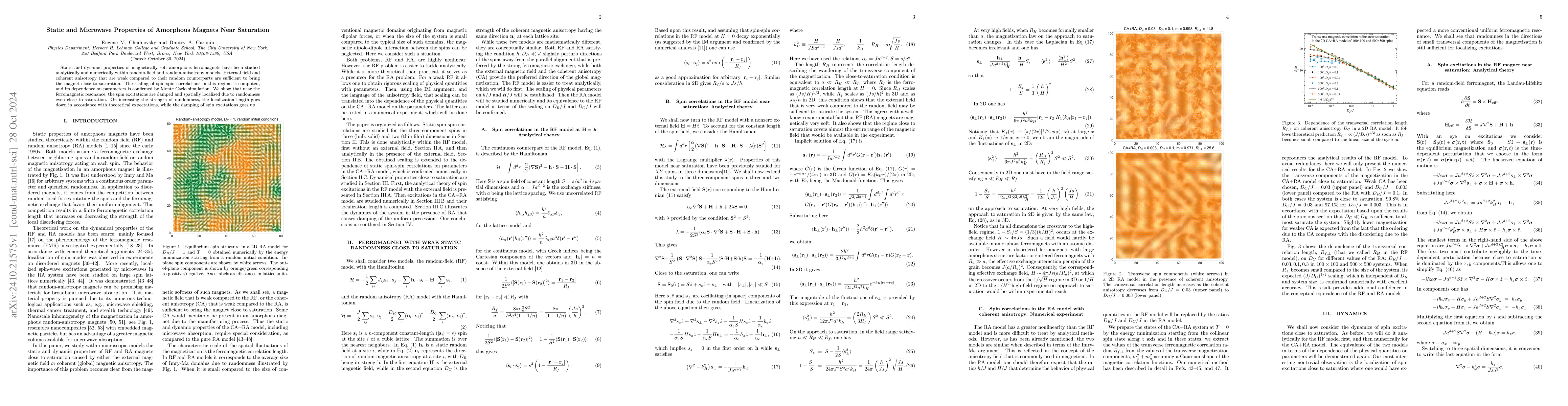 Thumbnail for Static and Microwave Properties of Amorphous Magnets Near Saturation