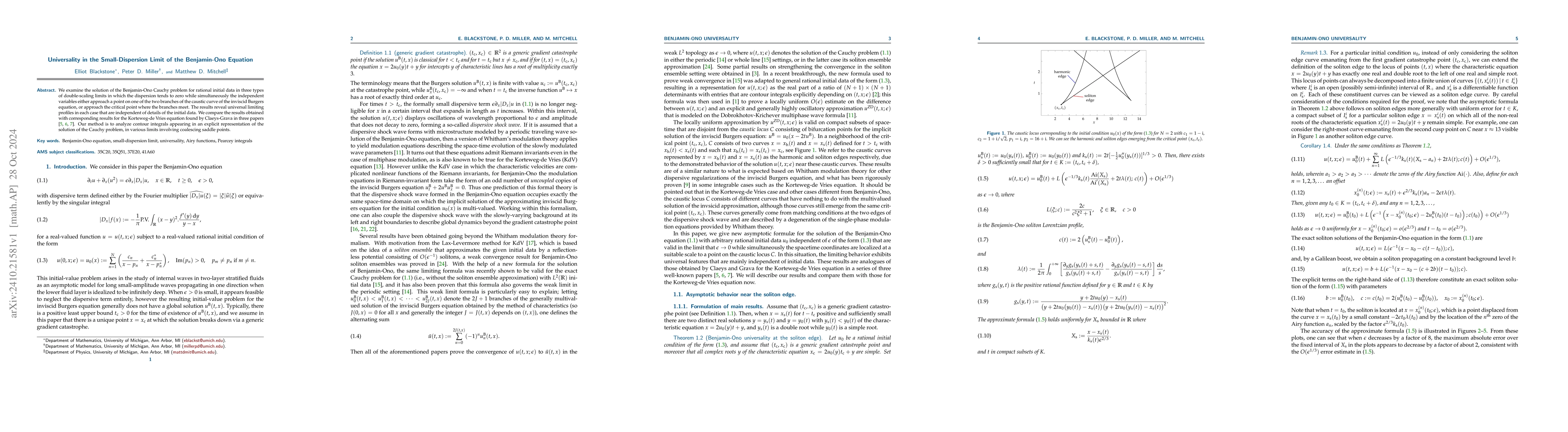 Thumbnail for Universality in the Small-Dispersion Limit of the Benjamin-Ono Equation