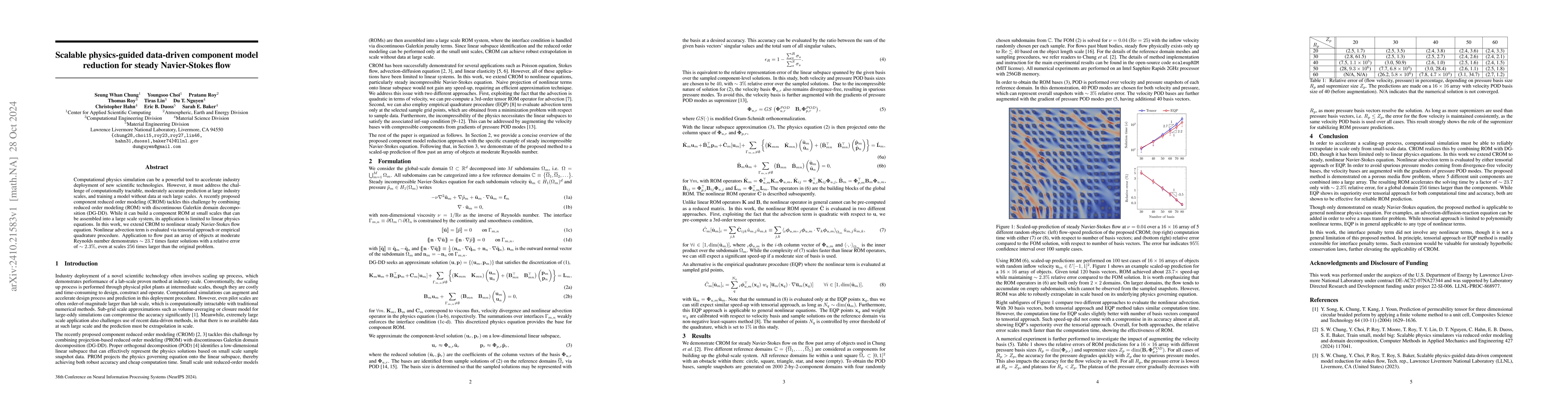 Thumbnail for Scalable physics-guided data-driven component model reduction for steady
  Navier-Stokes flow