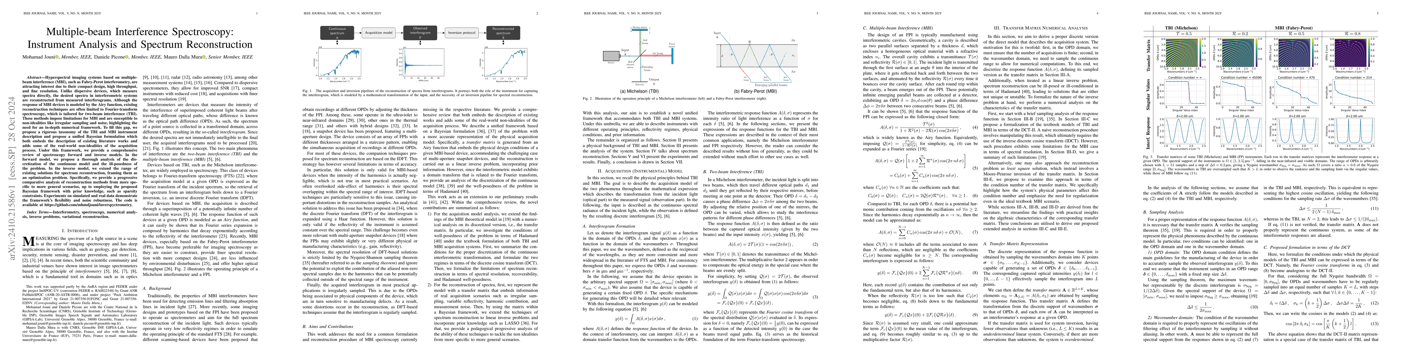 Thumbnail for Multiple-beam Interference Spectroscopy: Instrument Analysis and
  Spectrum Reconstruction