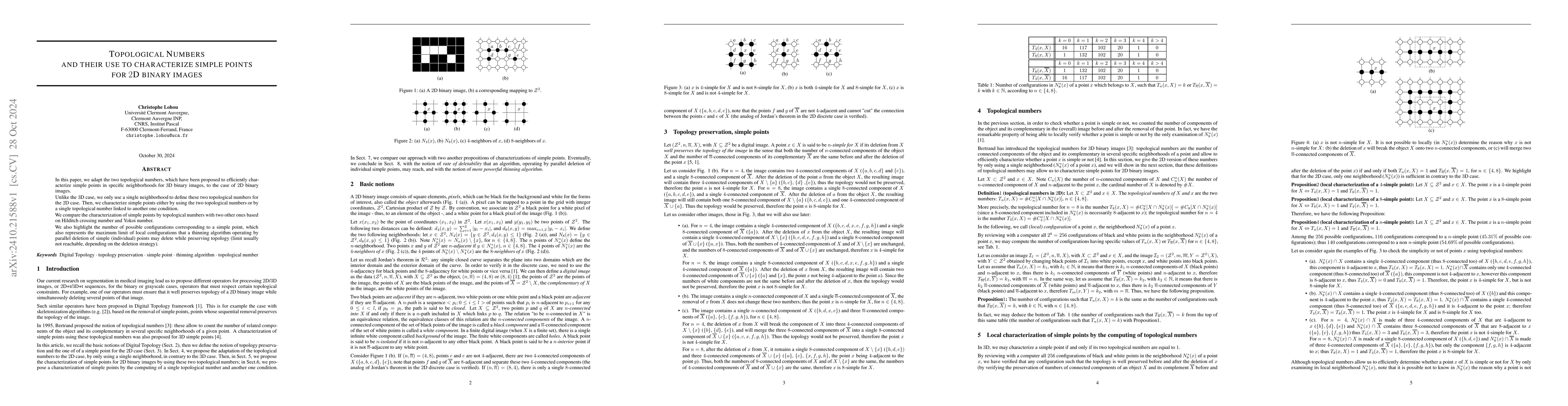 Thumbnail for Topological numbers and their use to characterize simple points for 2D
  binary images