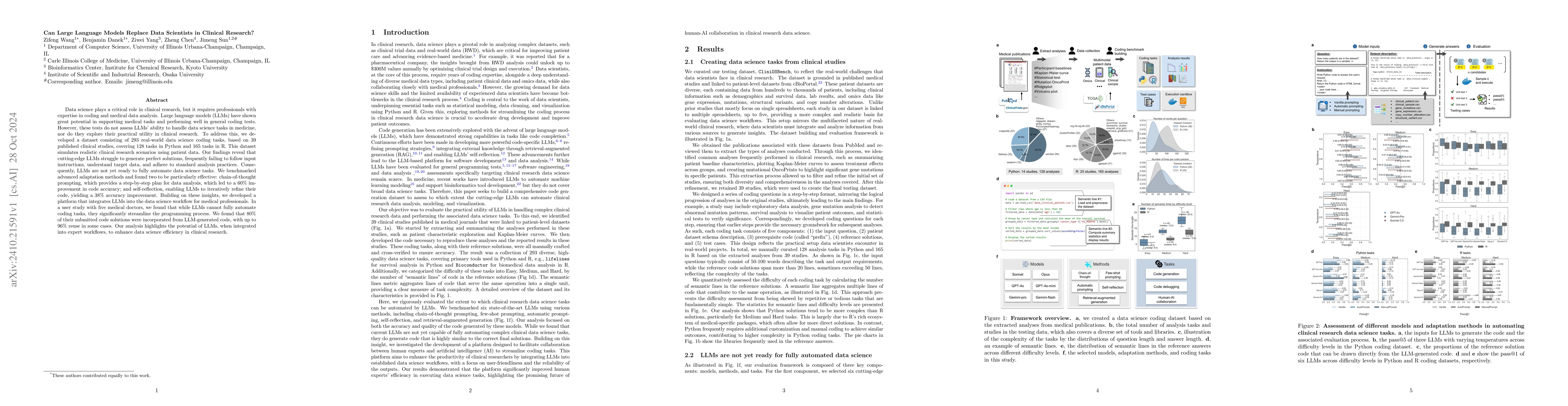 Thumbnail for Can Large Language Models Replace Data Scientists in Clinical Research?