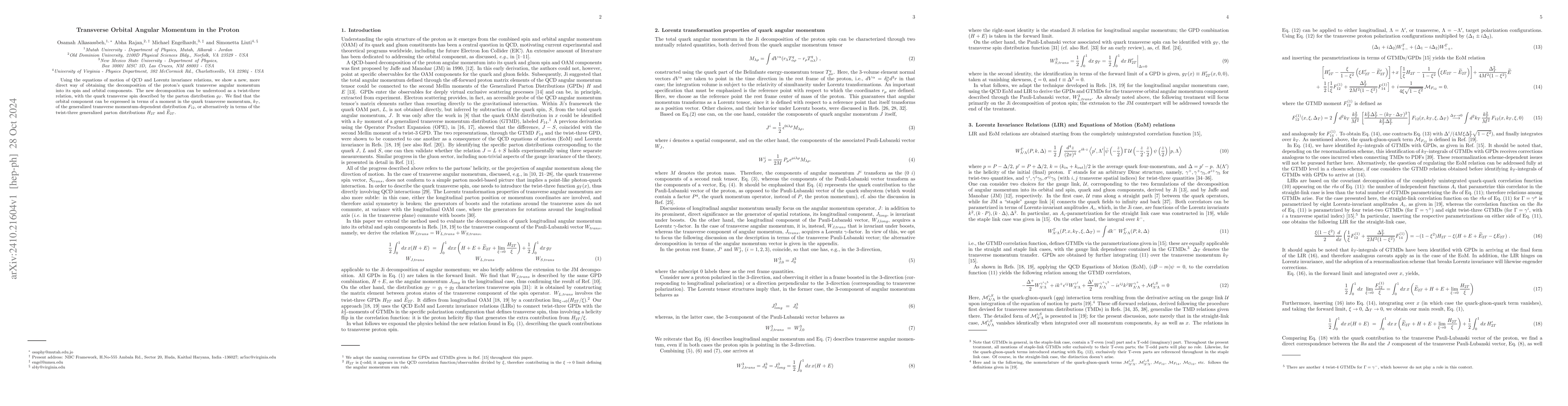 Thumbnail for Transverse Orbital Angular Momentum in the Proton