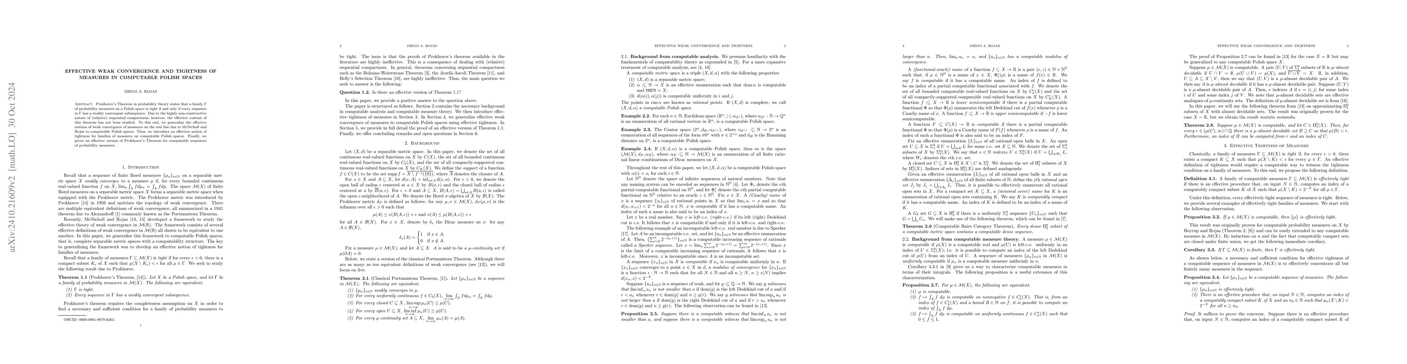 Thumbnail for Effective weak convergence and tightness of measures in computable
  Polish spaces