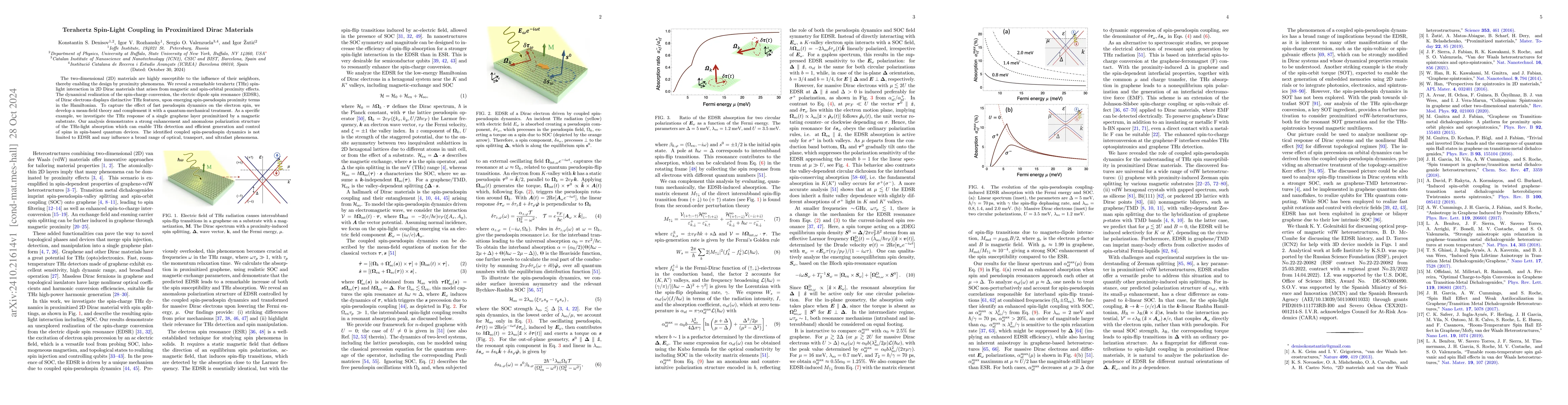 Thumbnail for Terahertz Spin-Light Coupling in Proximitized Dirac Materials