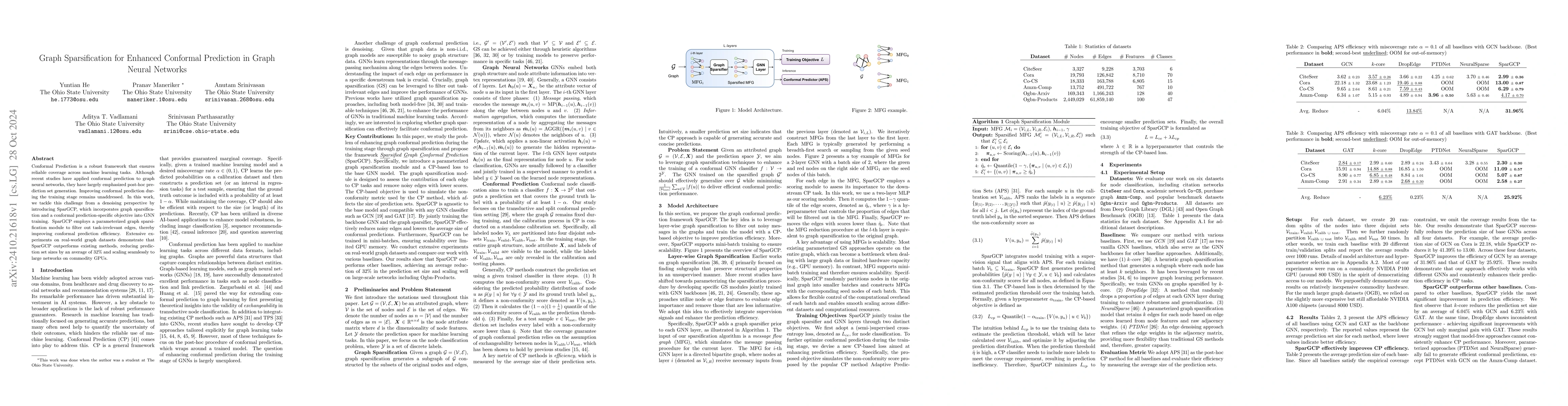 Thumbnail for Graph Sparsification for Enhanced Conformal Prediction in Graph Neural
  Networks