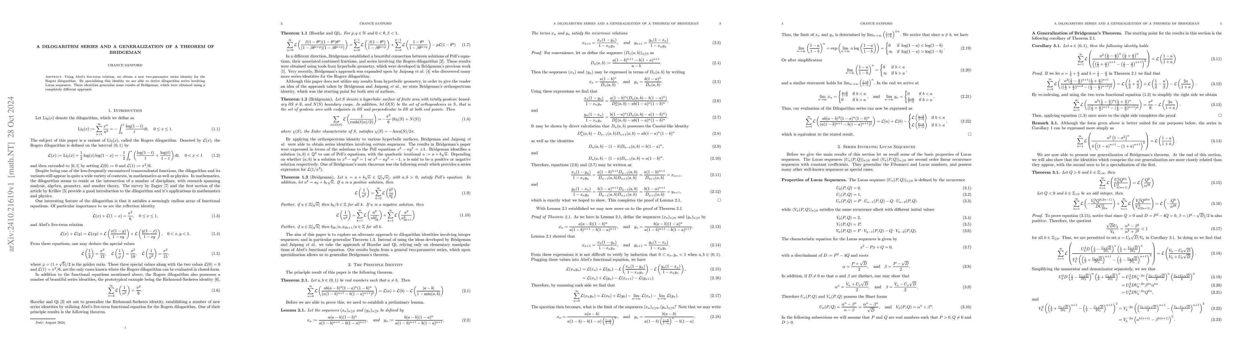 Thumbnail for A Dilogarithm Series and a Generalization of a Theorem of Bridgeman