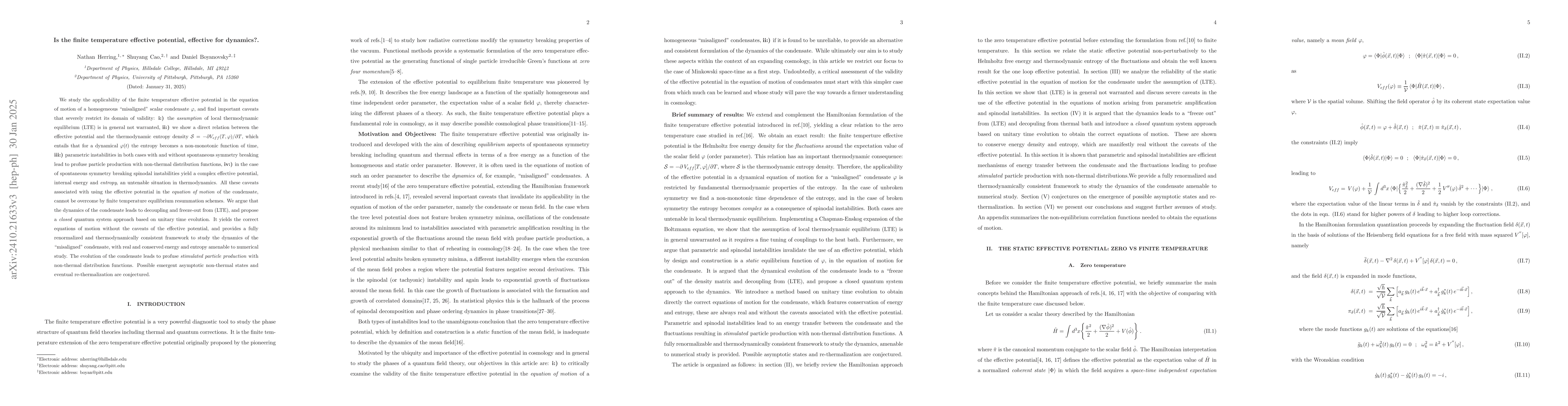 Thumbnail for Is the finite temperature effective potential, effective for dynamics?