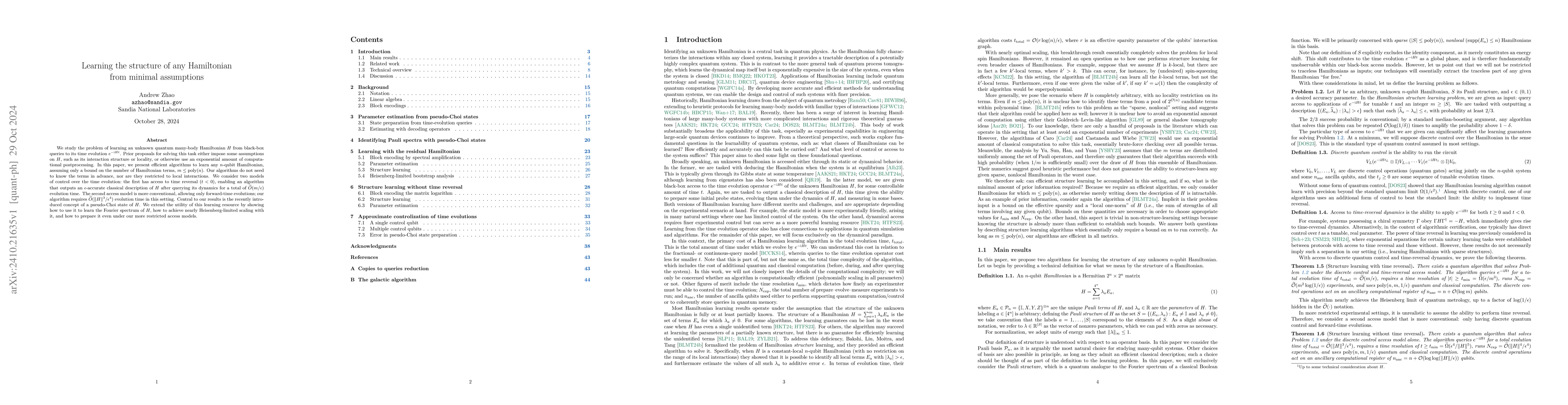 Thumbnail for Learning the structure of any Hamiltonian from minimal assumptions