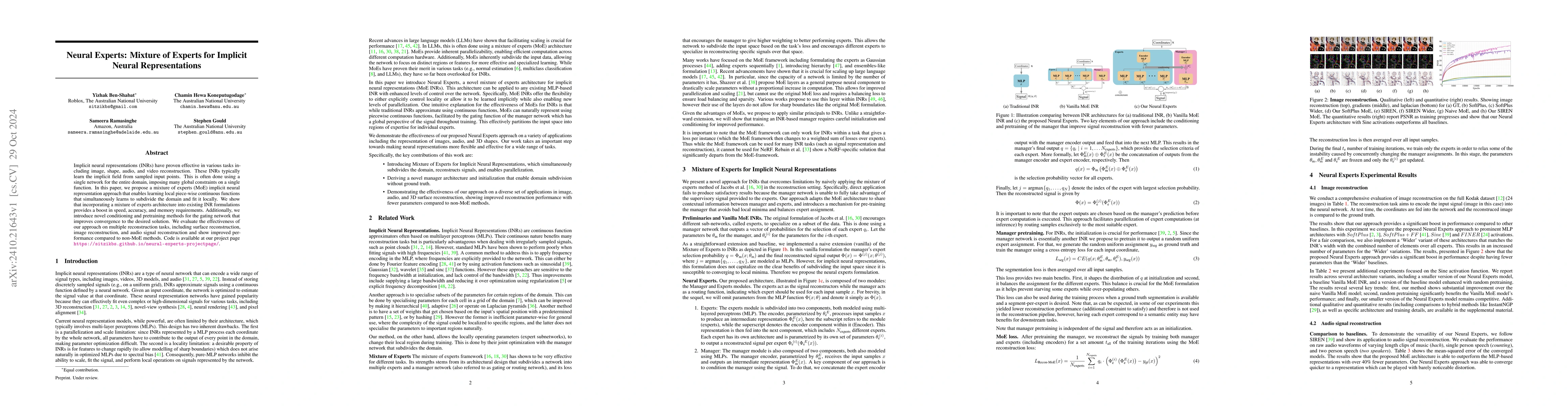 Thumbnail for Neural Experts: Mixture of Experts for Implicit Neural Representations