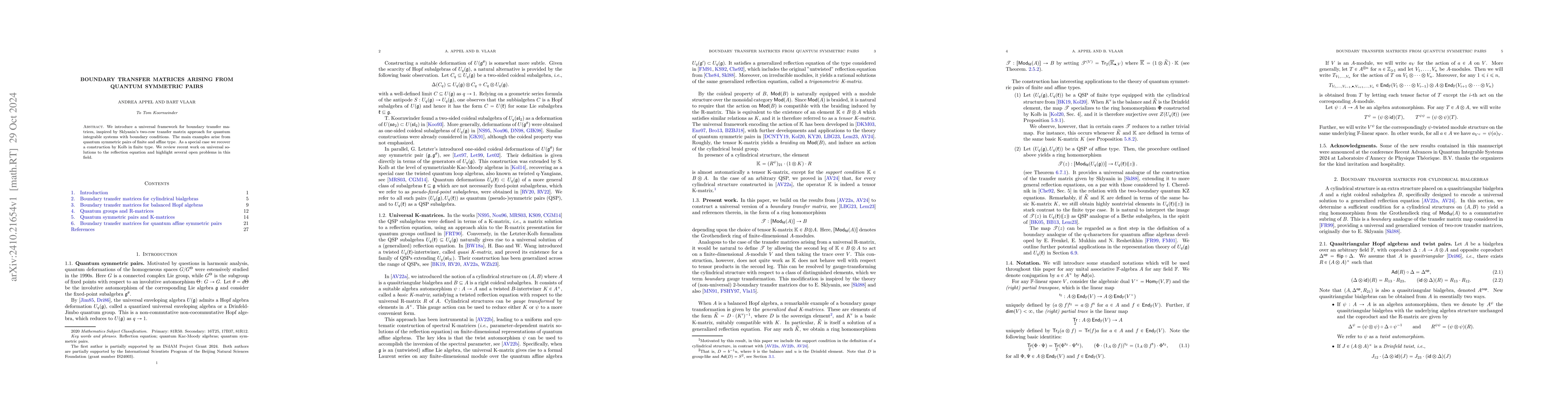 Thumbnail for Boundary transfer matrices arising from quantum symmetric pairs