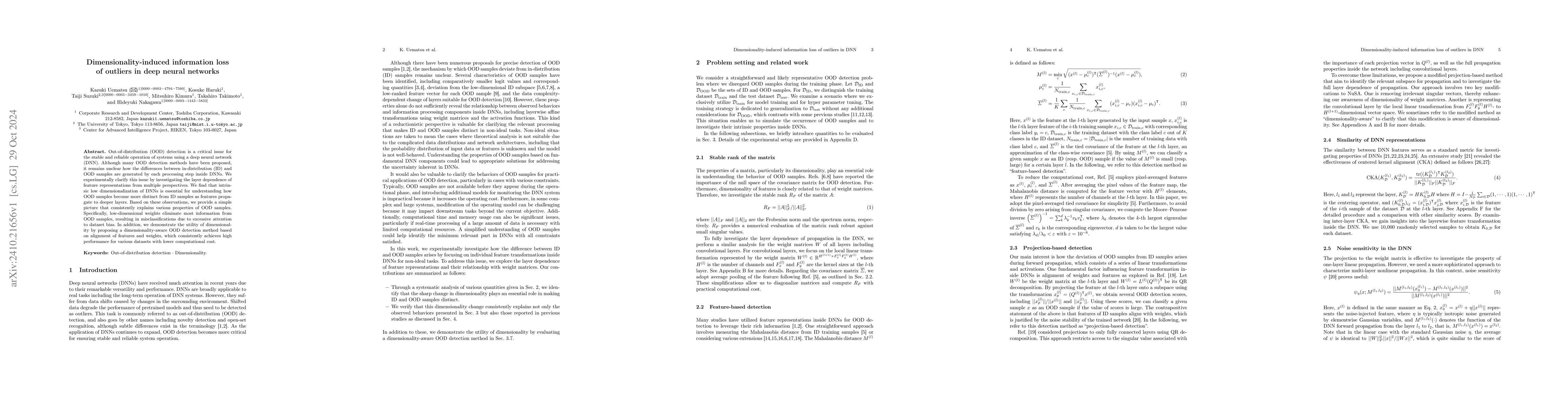 Thumbnail for Dimensionality-induced information loss of outliers in deep neural
  networks