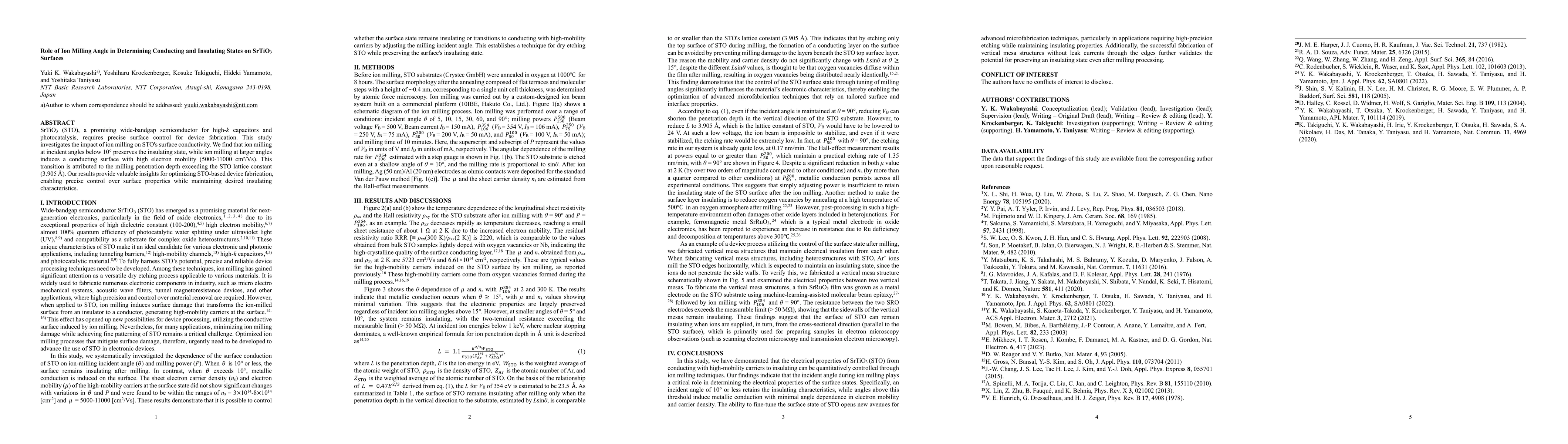 Thumbnail for Role of Ion Milling Angle in Determining Conducting and Insulating
  States on SrTiO3 Surfaces