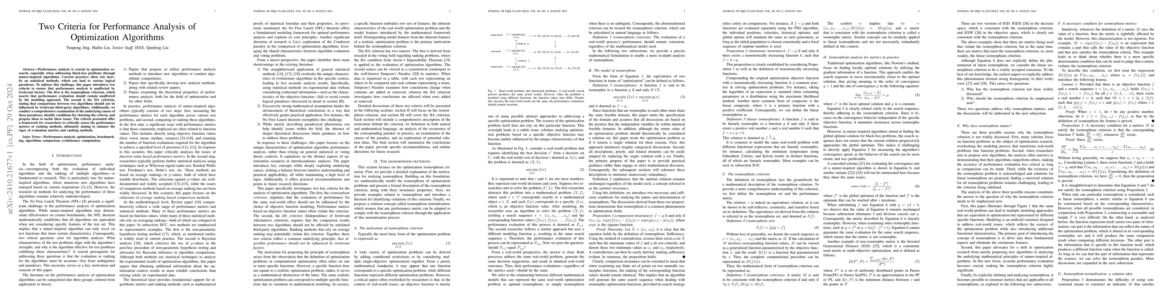 Thumbnail for Two Criteria for Performance Analysis of Optimization Algorithms