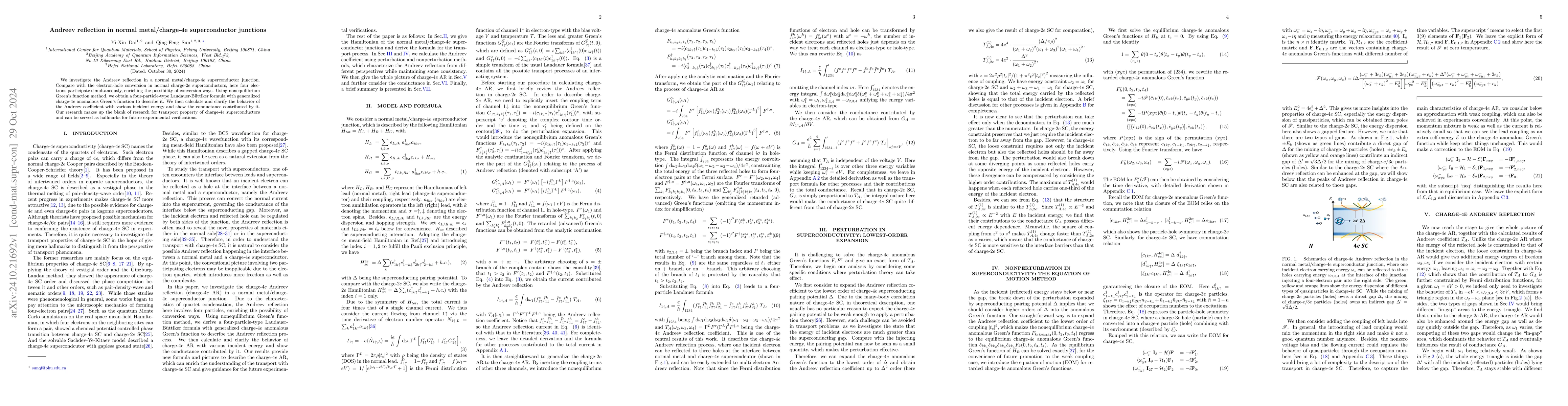 Thumbnail for Andreev reflection in normal metal/charge-4e superconductor junctions