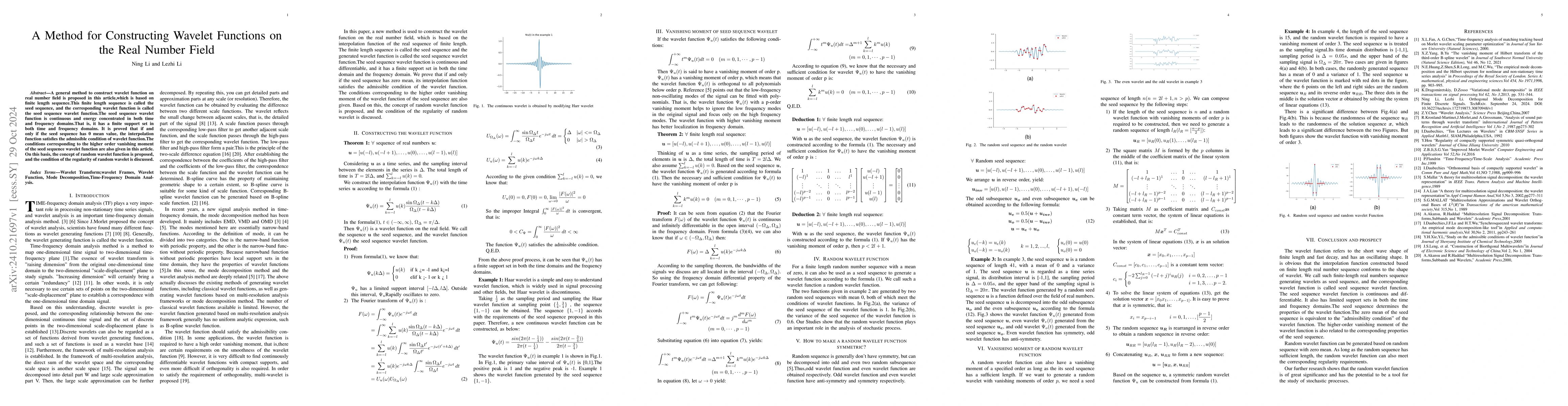 Thumbnail for A Method for Constructing Wavelet Functions on the Real Number Field