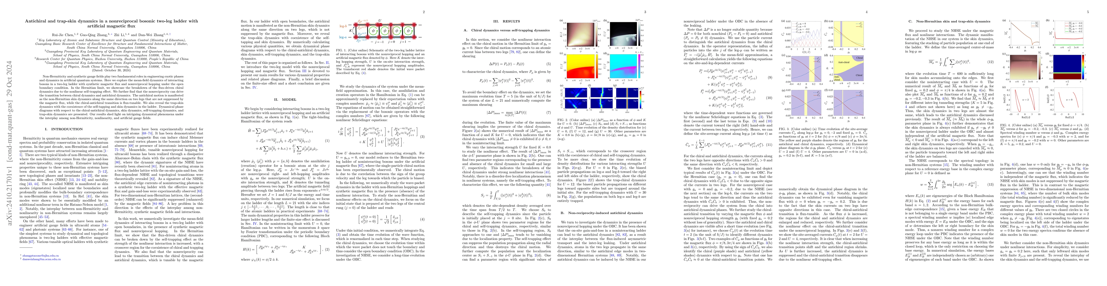 Thumbnail for Antichiral and trap-skin dynamics in a nonreciprocal bosonic two-leg
  ladder with artificial magnetic flux