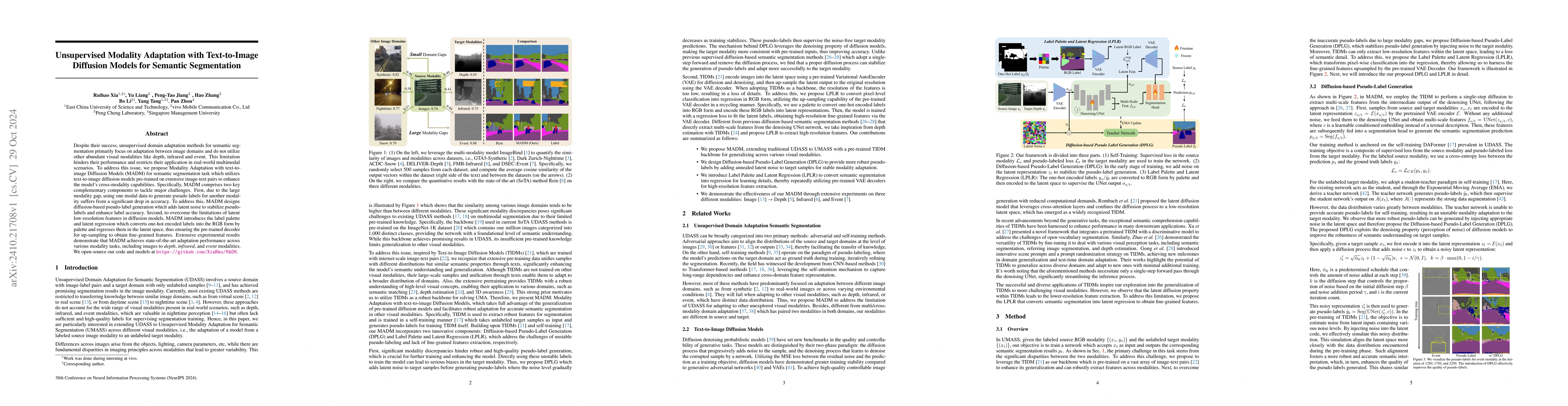 Thumbnail for Unsupervised Modality Adaptation with Text-to-Image Diffusion Models for
  Semantic Segmentation