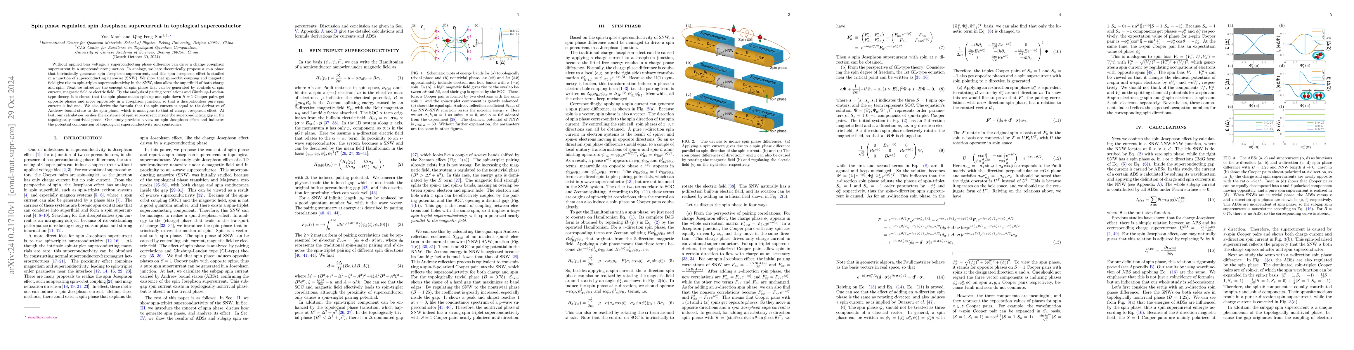 Thumbnail for Spin phase regulated spin Josephson supercurrent in topological
  superconductor