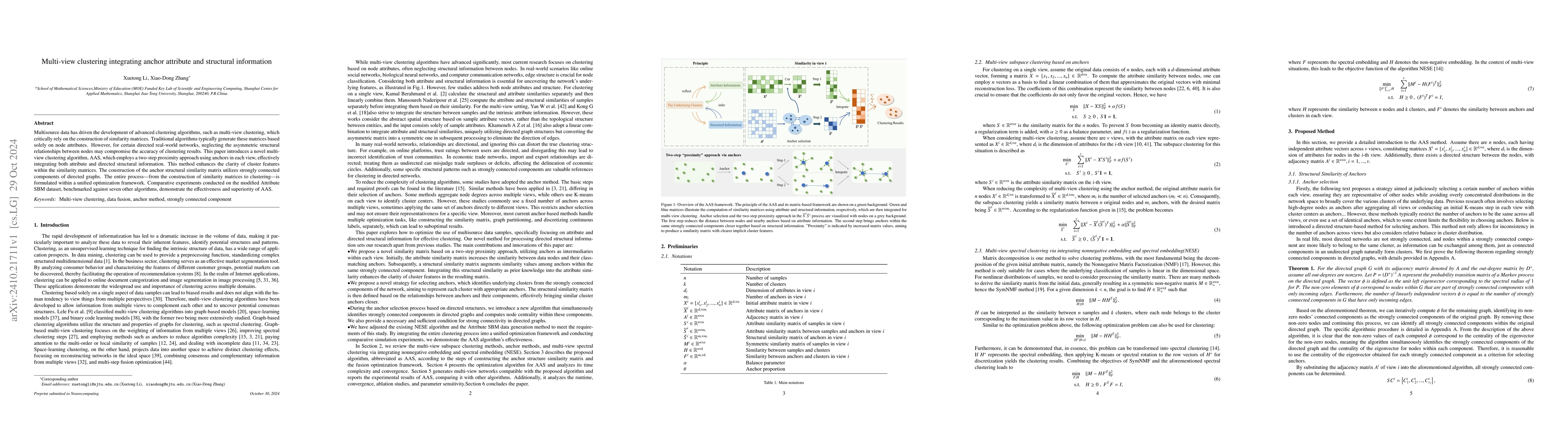 Thumbnail for Multi-view clustering integrating anchor attribute and structural
  information