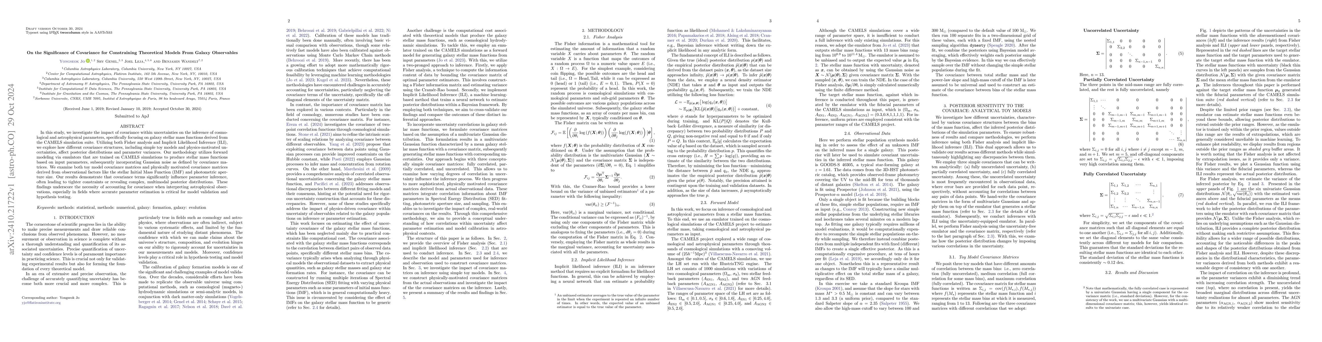 Thumbnail for On the Significance of Covariance for Constraining Theoretical Models
  From Galaxy Observables