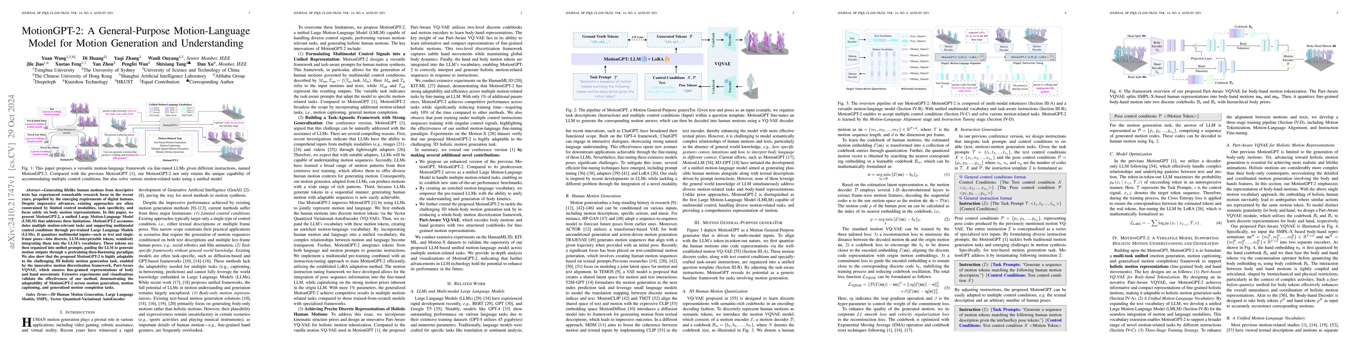 Thumbnail for MotionGPT-2: A General-Purpose Motion-Language Model for Motion
  Generation and Understanding