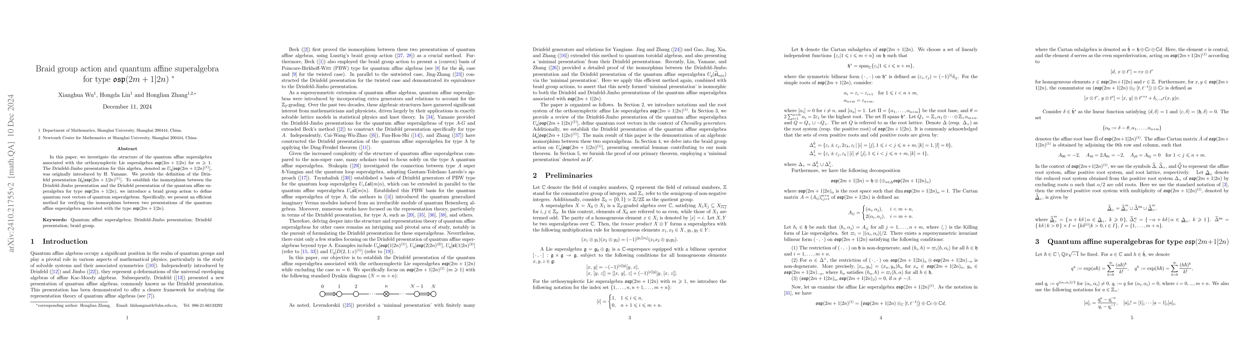 Thumbnail for Braid group action and quantum affine superalgebra for type
  $\mathfrak{osp}(2m+1|2n)$