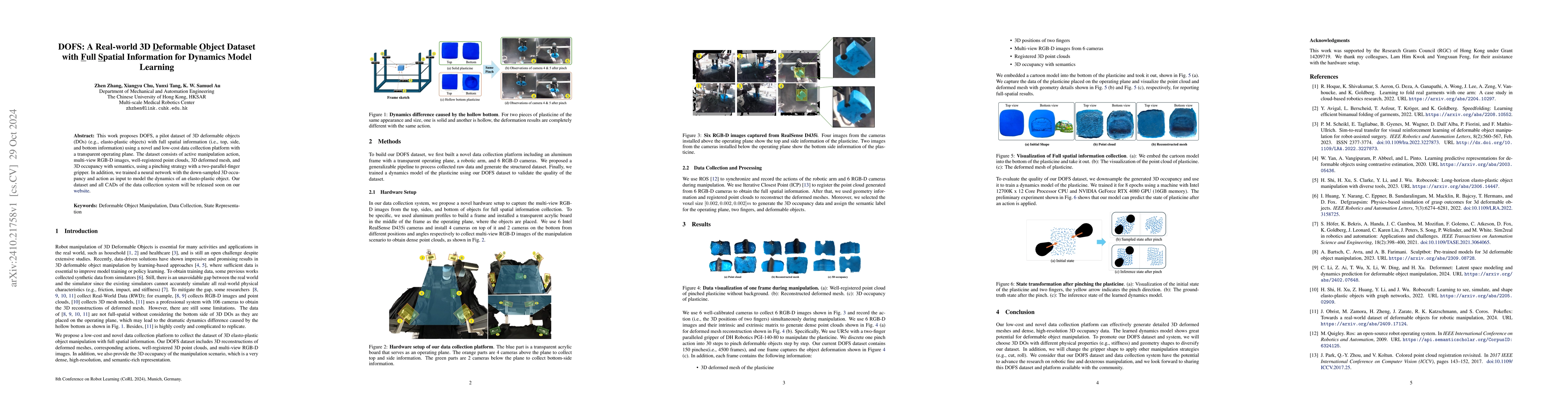 Thumbnail for DOFS: A Real-world 3D Deformable Object Dataset with Full Spatial
  Information for Dynamics Model Learning