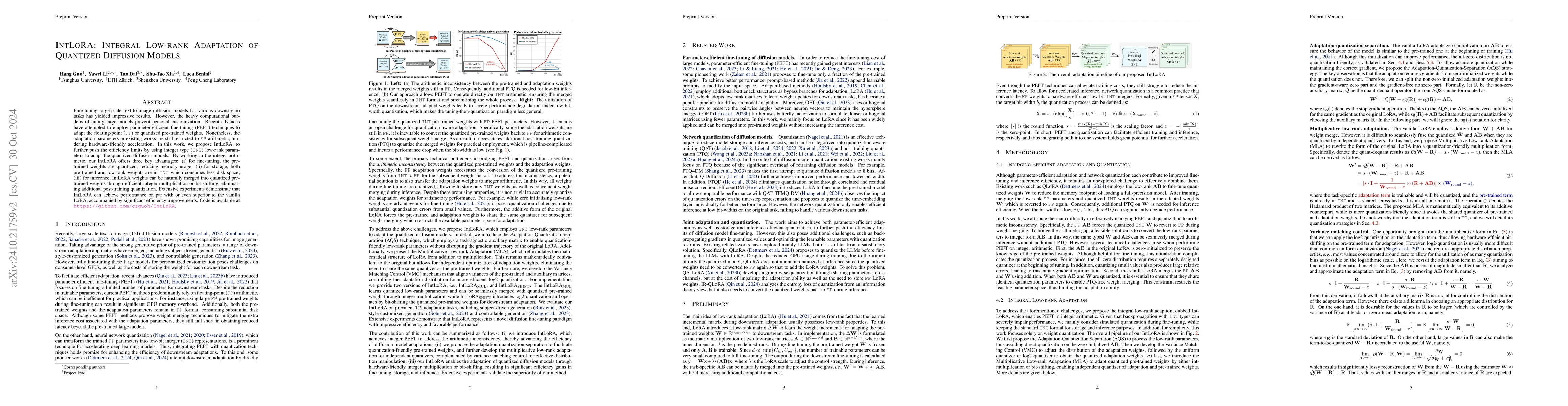 Thumbnail for IntLoRA: Integral Low-rank Adaptation of Quantized Diffusion Models