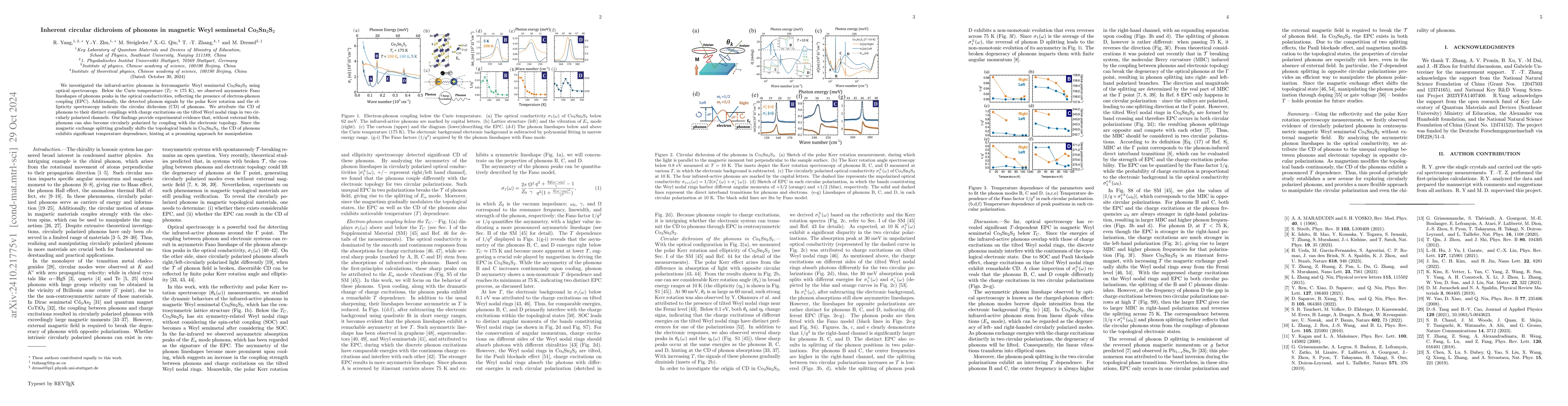 Thumbnail for Inherent circular dichroism of phonons in magnetic Weyl semimetal
  Co3Sn2S2
