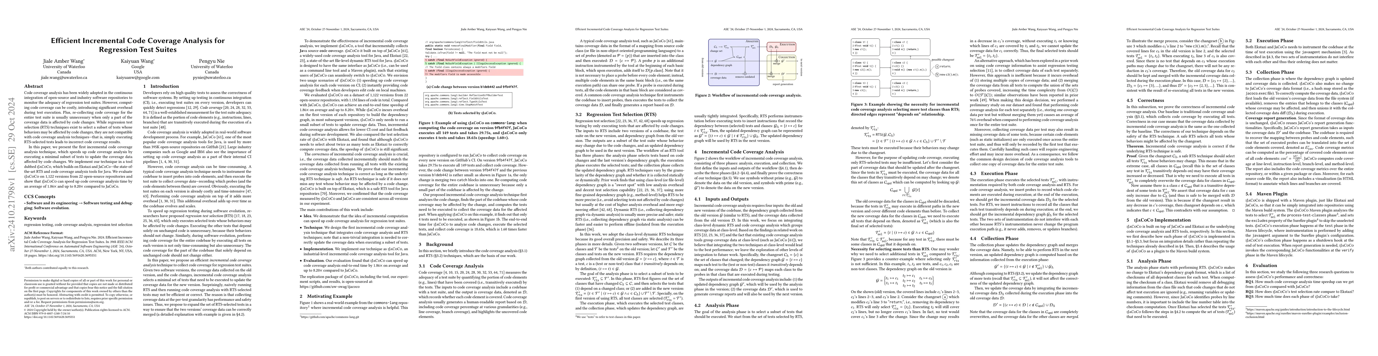 Thumbnail for Efficient Incremental Code Coverage Analysis for Regression Test Suites