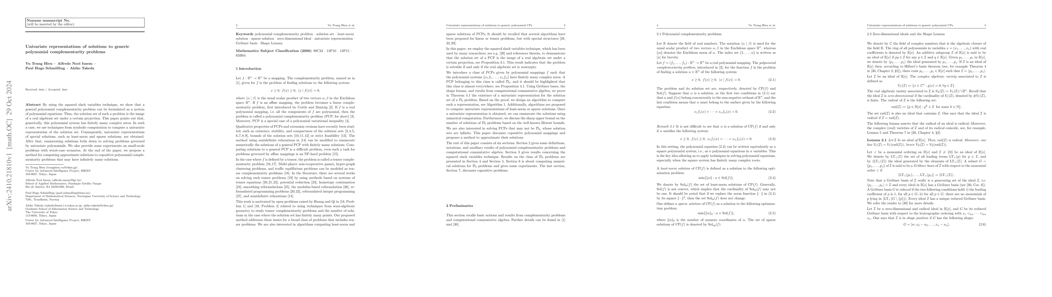 Thumbnail for Univariate representations of solutions to generic polynomial
  complementarity problems