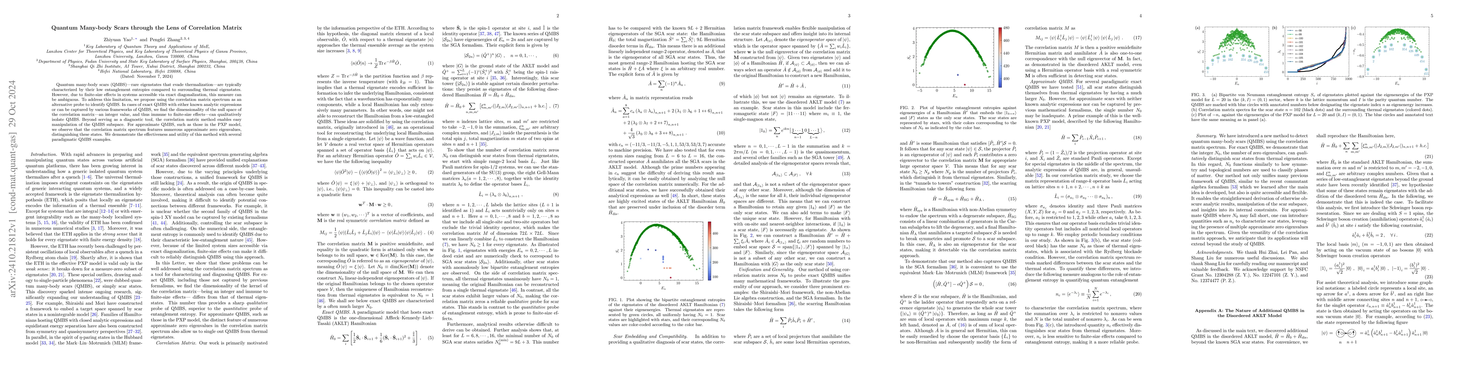 Thumbnail for Quantum Many-body Scars through the Lens of Correlation Matrix