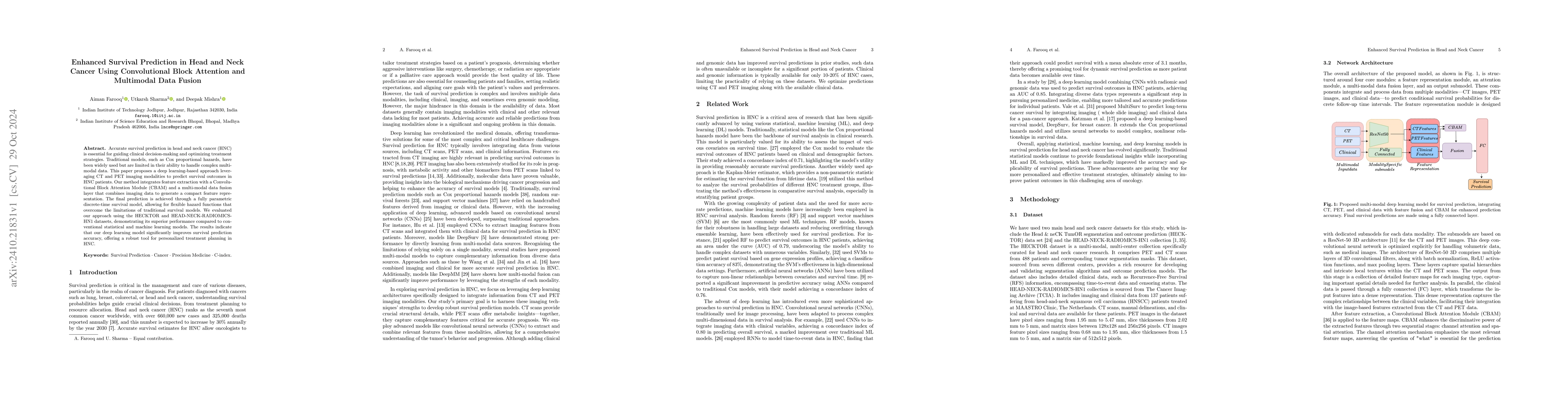 Thumbnail for Enhanced Survival Prediction in Head and Neck Cancer Using Convolutional
  Block Attention and Multimodal Data Fusion