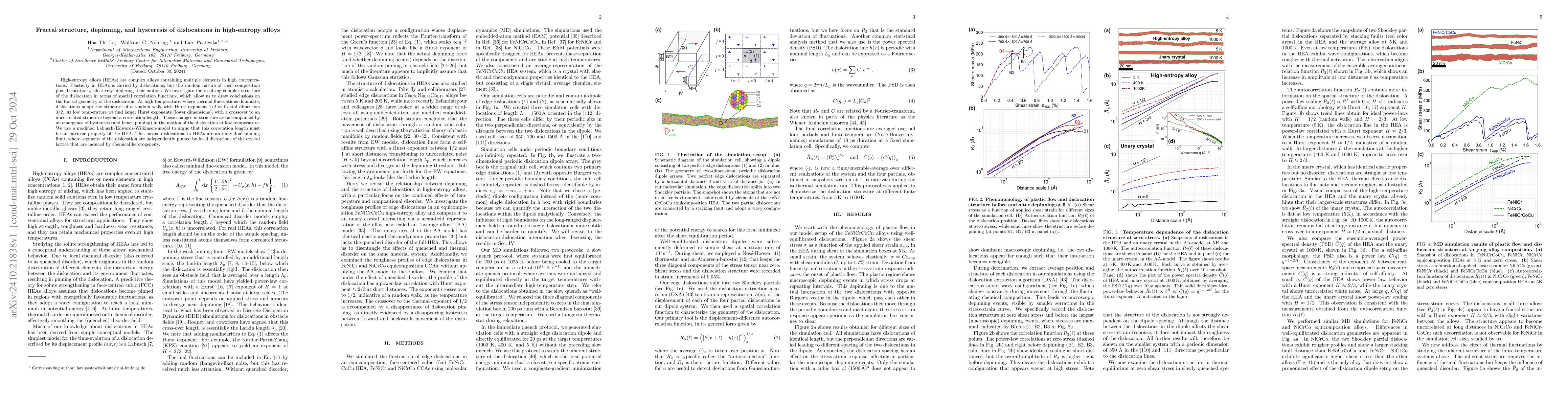 Thumbnail for Fractal structure, depinning, and hysteresis of dislocations in
  high-entropy alloys