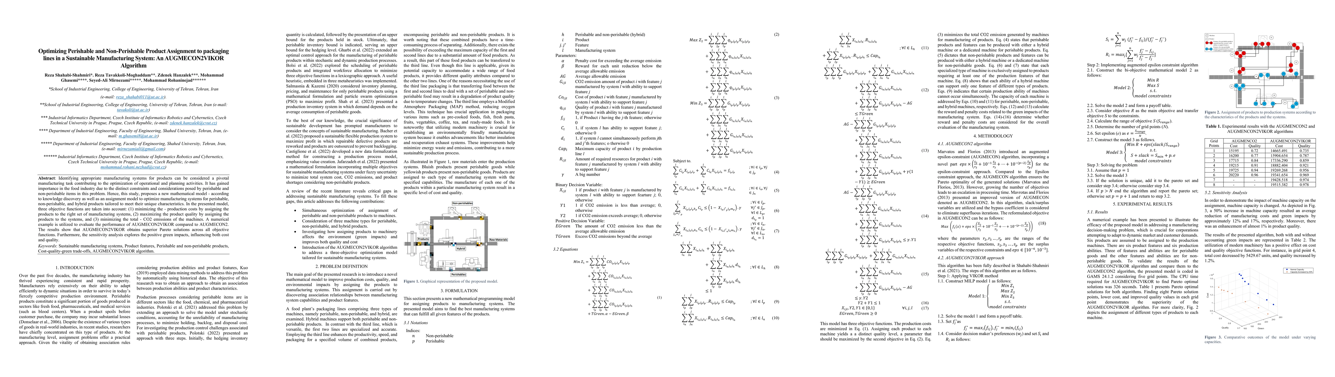 Thumbnail for Optimizing Perishable and Non-Perishable Product Assignment to packaging
  lines in a Sustainable Manufacturing System: An AUGMECON2VIKOR Algorithm