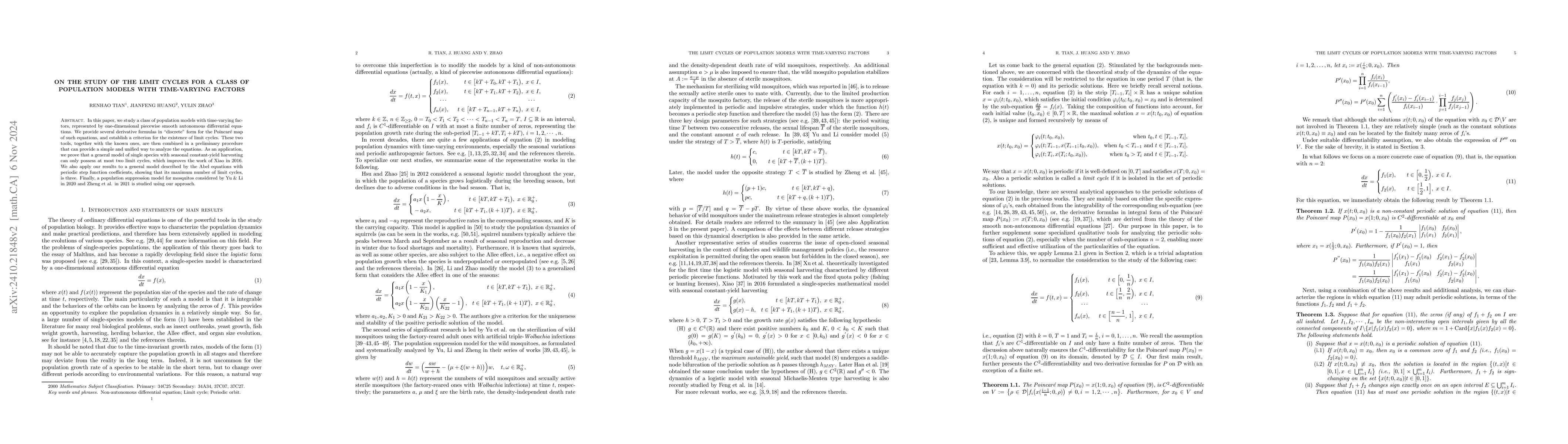 Thumbnail for On the study of the limit cycles for a class of population models with
  time-varying factors