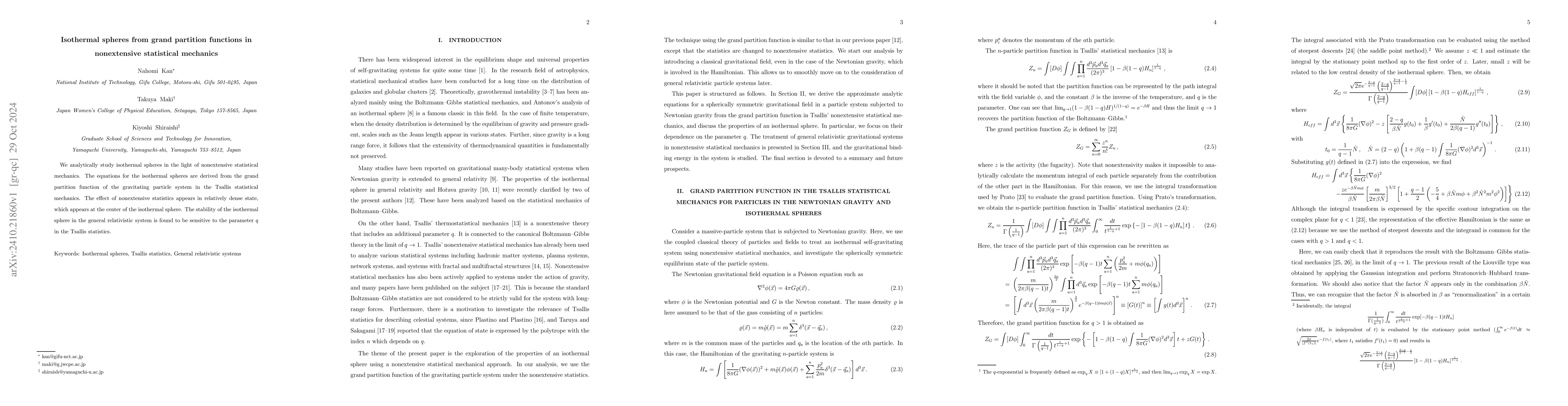 Thumbnail for Isothermal spheres from grand partition functions in nonextensive
  statistical mechanics