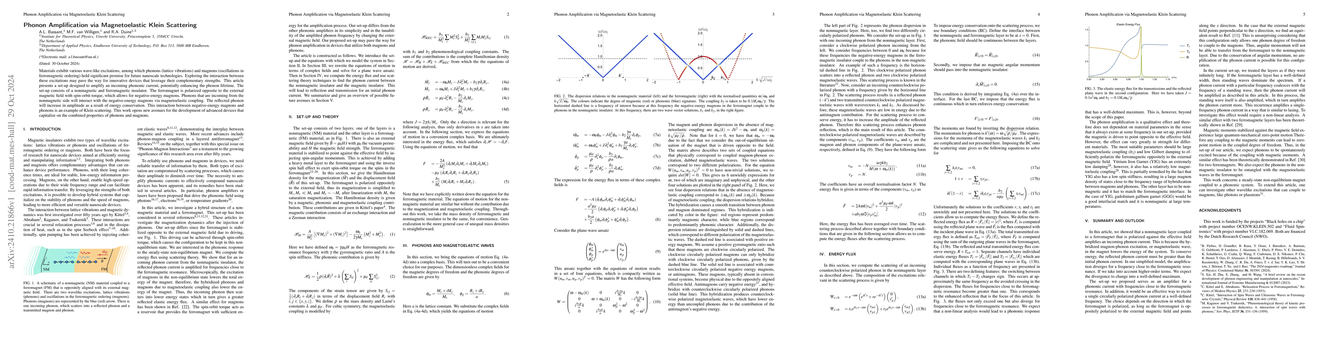 Thumbnail for Phonon Amplification via Magnetoelastic Klein Scattering