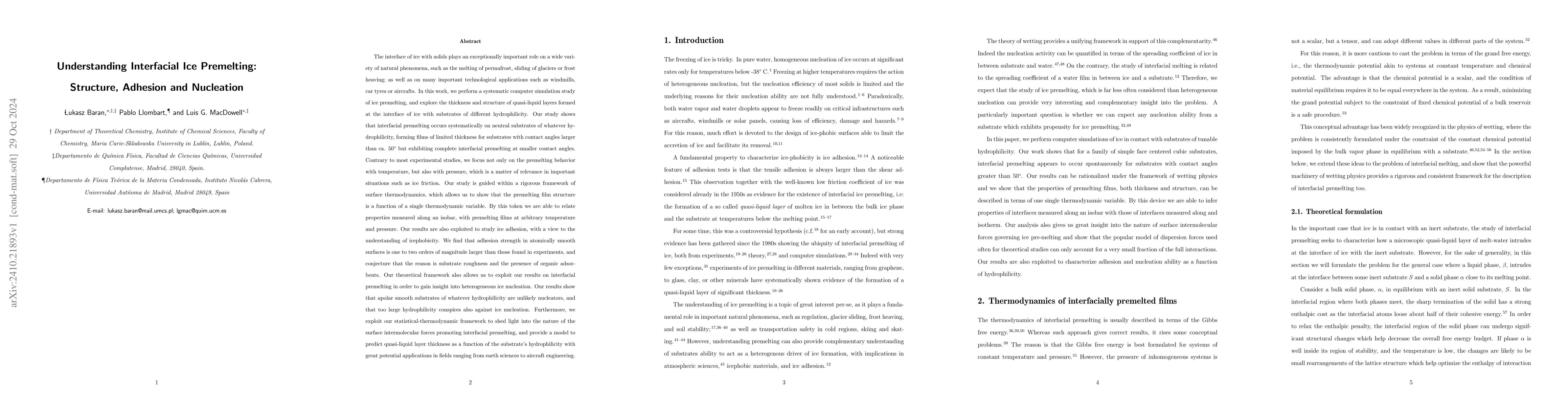 Thumbnail for Understanding Interfacial Ice Premelting: Structure, Adhesion and
  Nucleation