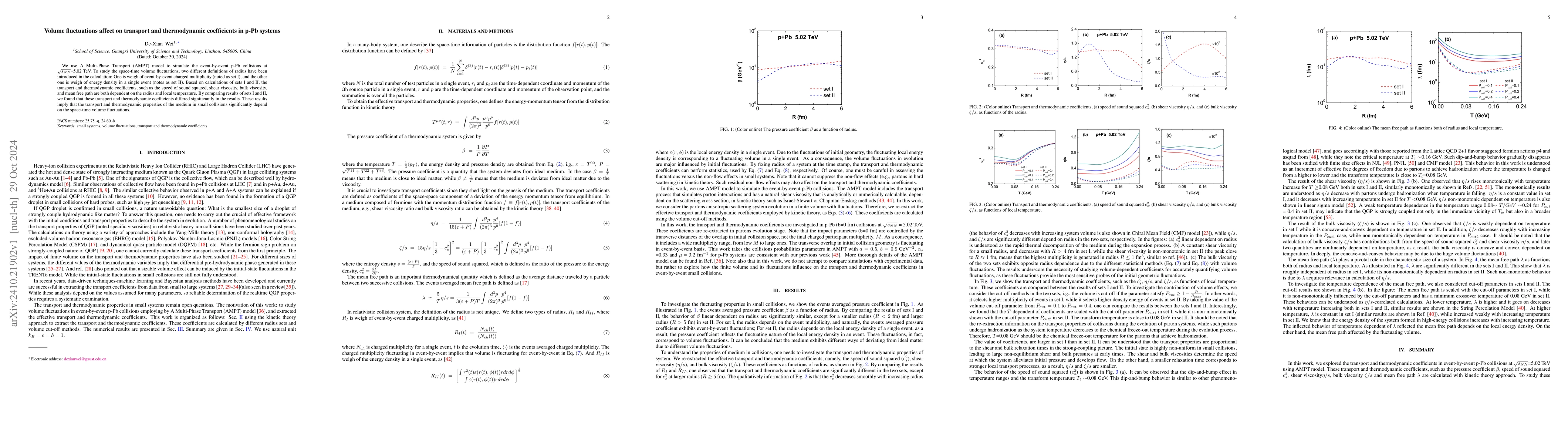 Thumbnail for Volume fluctuations affect on transport and thermodynamic coefficients
  in p-Pb systems