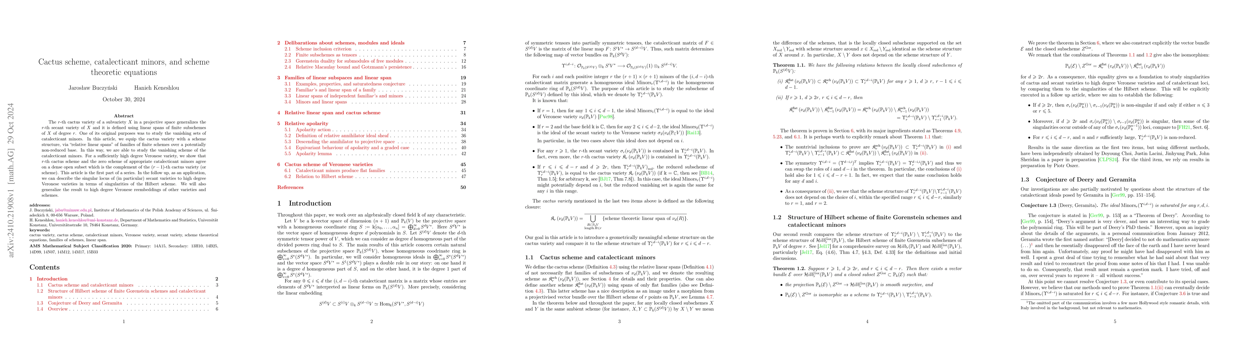 Thumbnail for Cactus scheme, catalecticant minors, and scheme theoretic equations