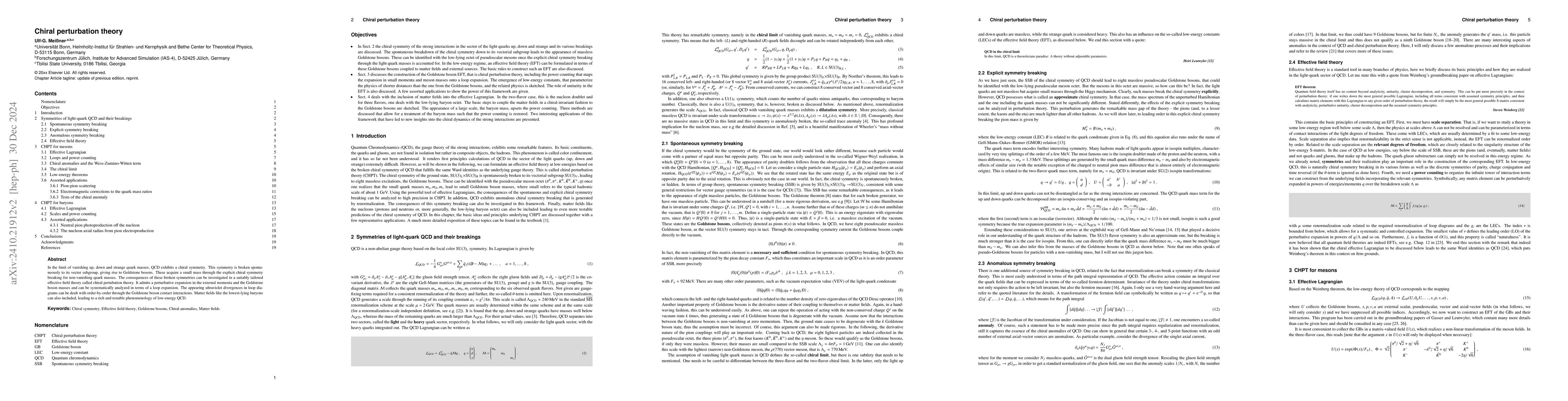 Thumbnail for Chiral perturbation theory