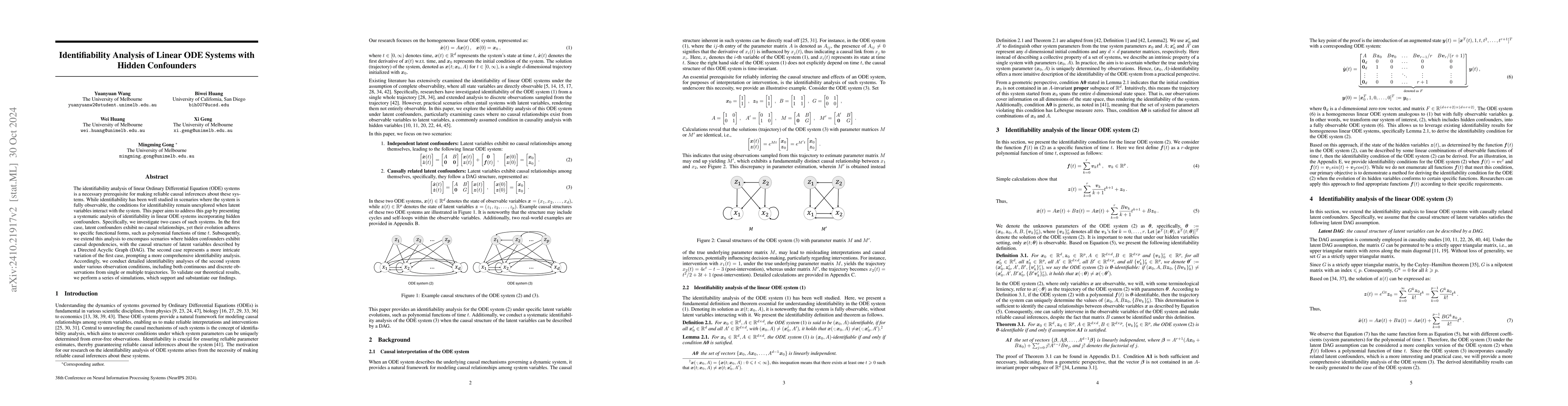 Thumbnail for Identifiability Analysis of Linear ODE Systems with Hidden Confounders