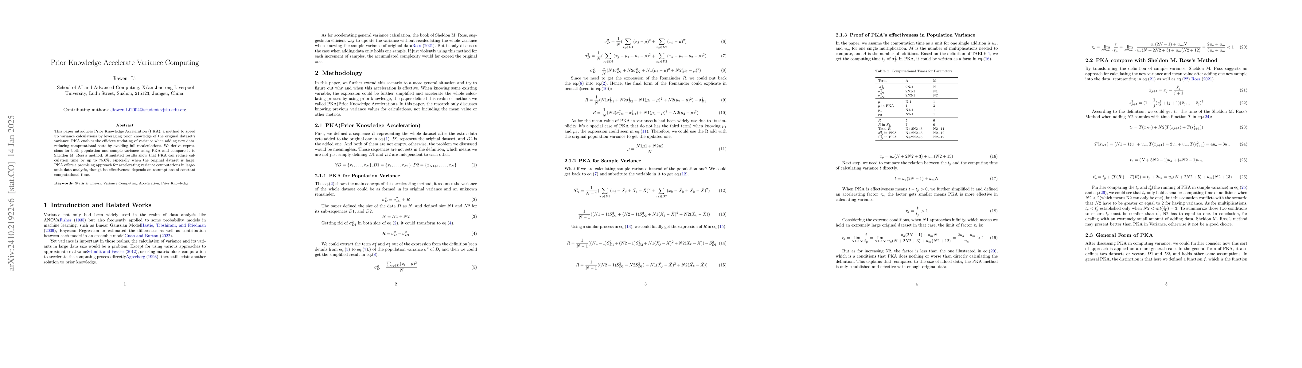 Thumbnail for Prior Knowledge Accelerate Variance Computing