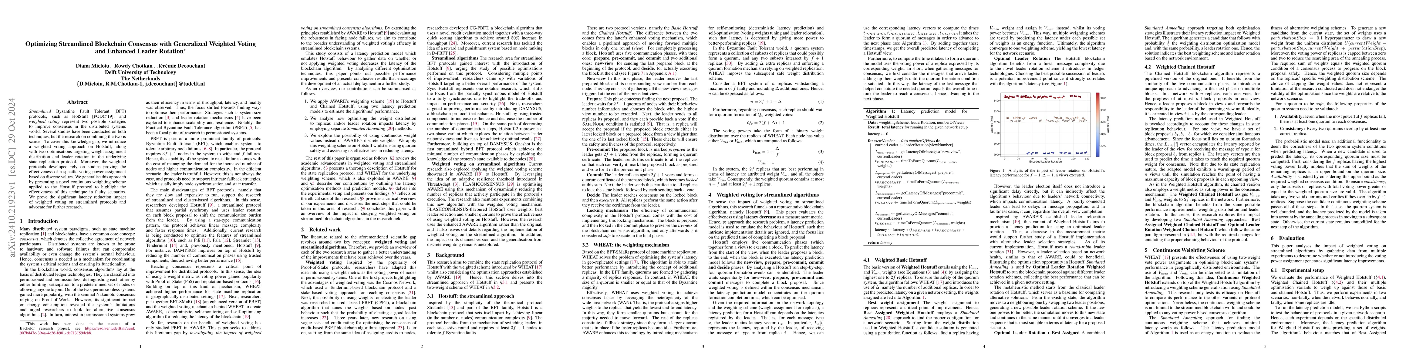 Thumbnail for Optimizing Streamlined Blockchain Consensus with Generalized Weighted
  Voting and Enhanced Leader Rotation