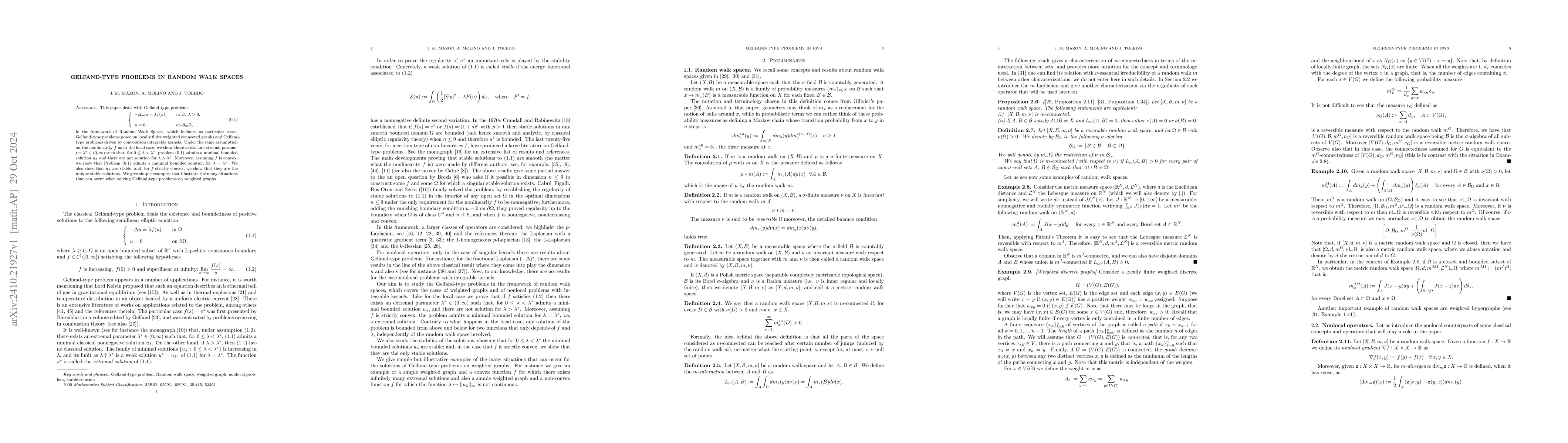 Thumbnail for Gelfand-Type problems in Random Walk Spaces