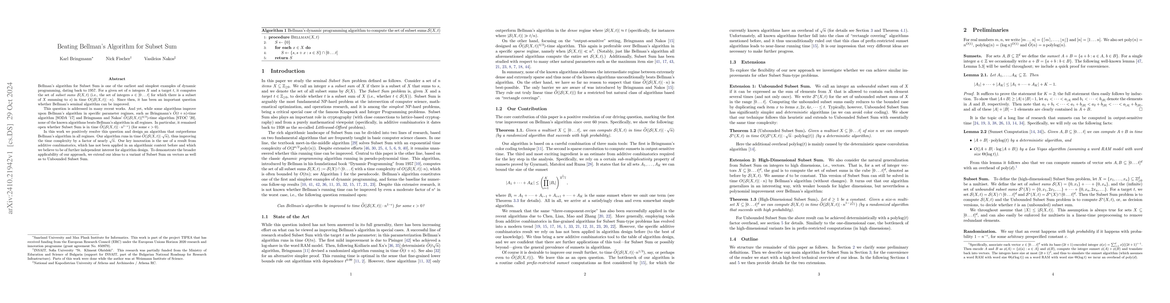 Thumbnail for Beating Bellman's Algorithm for Subset Sum